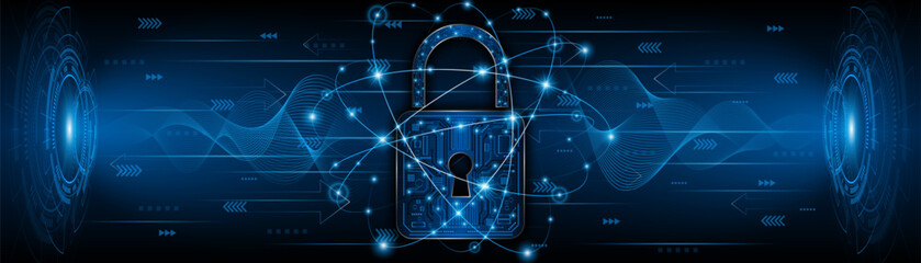 Lock icon. Cyber ​​security and data protection concepts and privacy. Innovative concept of advanced safety technology