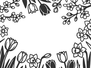 vector illustration of spring flower frame background