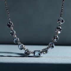 Elegant blue gemstone necklace on gray