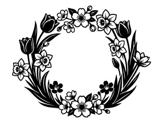 vector illustration of spring flower frame