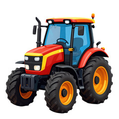 Obraz premium Red and yellow tractor with large wheels