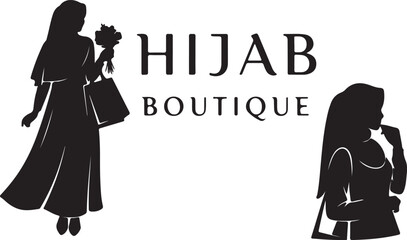 Hijab logo design, hijab boutique and hijab fashion with the silhouette of a hijab woman's lifestyle © Israt