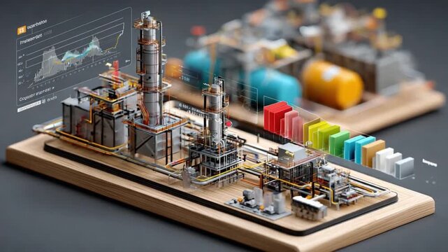 Precision Engineering: An intricate miniature model of an industrial facility, meticulously crafted to represent a sophisticated operation, a glimpse into innovation and technological prowess.