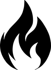 Obraz premium Fire flame silhouette icon isolated on white background. Black heat and energy symbol vector illustration. Concept of passion, burn and campfire.