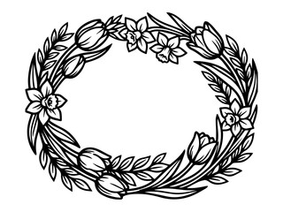 vector illustration of spring flower frame