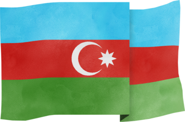 illustration of Azerbaijan flag in watercolor style