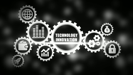 Technology innovation concept with gear and symbols gears business