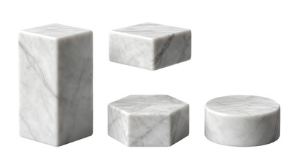 Set of four white marble geometric shapes