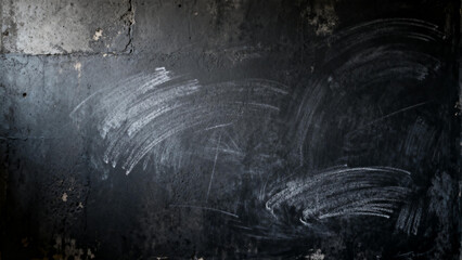 Chalk markings on a weathered blackboard surface