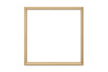 Empty wood frame template featuring realistic light brown texture for art gallery display on transparent background