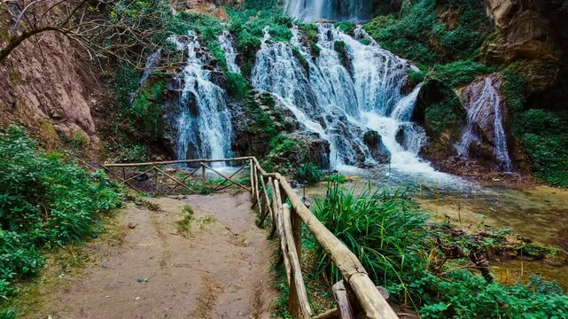 Spectacular Aniene Falls in Villa Gregoriana, Tivoli, Lazio, Rome, Italy
