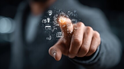 Data analysis on mobile device while dressed in business attire in an office setting