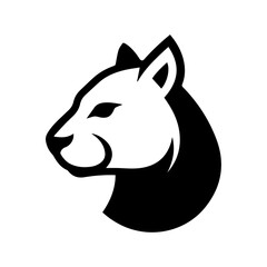 Black and white illustration of a stylized animal head