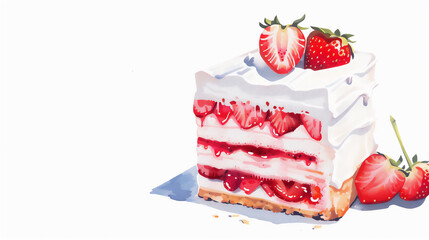 イチゴのショートケーキのイラスト
