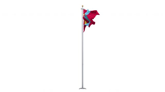 Mongolia flag waving 360-degree rotation looping, transparent background, with alpha matte layer for transparency in the background.