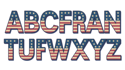 Alphabet Letters with American Flag Pattern graphic