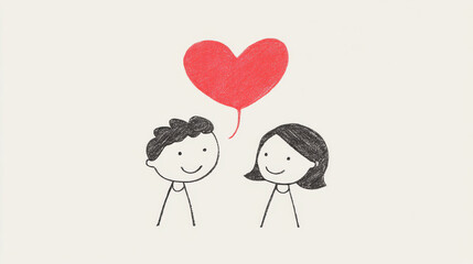 Playful illustration of a couple sharing love and happiness, evoking warmth and joy in a minimalist style.