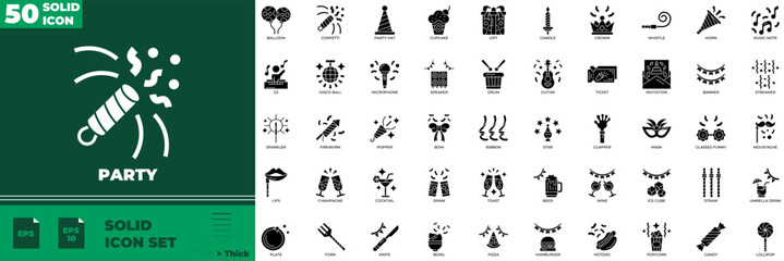 Party Solid Editable Icons set