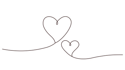 Two hearts line art vector love symbol continuous line minimalist romantic design