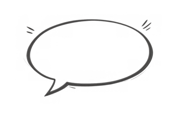 Speech bubble outline with comic lines, vector thinking balloon, communication message frame on transparent background