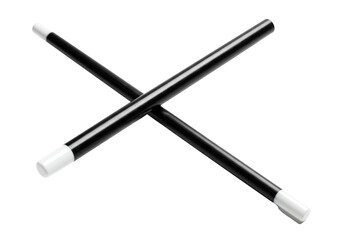 Naklejka premium high-gloss obsidian black magician's wand with a transparent tip, dynamically positioned on a diagonal axis against a transparent cyclorama studio background. concept of illusion and mystery