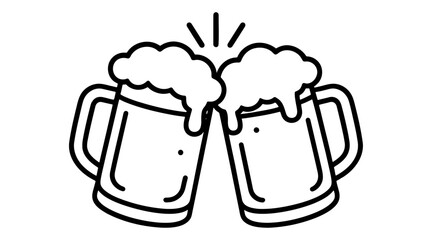 Outline icon of clinking beer mugs, perfect for a cheerful celebration toast