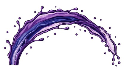 A dynamic splash of vibrant purple liquid showcasing swirling motion and droplet details ideal for various digital projects on transparent background
