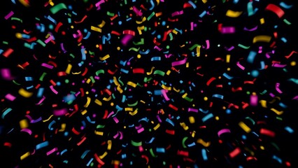 strobe. Colorful confetti cascades dynamically against a dark background, capturing a festive moment. event programs, museum guides, designed for cultural heritage projects and event programs.