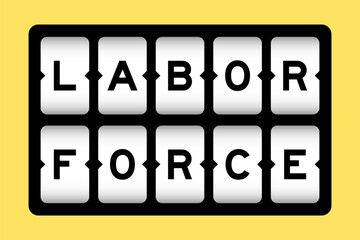 Black color in word labor force on slot banner with yellow color background