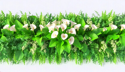 白いカラーの花とグリーンのランナー