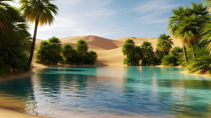 Fototapeta premium A cinematic desert oasis