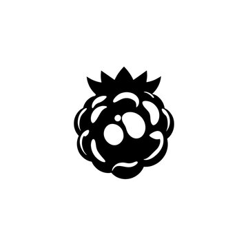 Monochrome vector illustration of a stylized blackberry fruit with a simple minimalist design