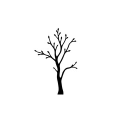 Obraz premium Simple black and white tree silhouette isolated on white background, minimalist design.