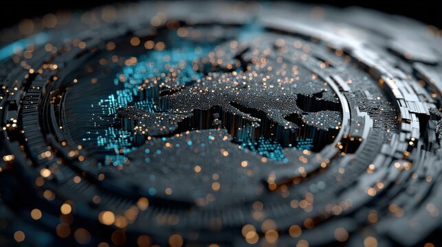 Close view of an eye with digital elements showing data and technology concepts during a science and technology event - Powered by Adobe