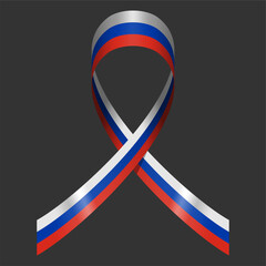 Elegant Russian flag ribbon vector illustration, a high-quality isolated EPS file offering a fully editable scalable 3D patriotic design, ideal for various national celebrations and design projects