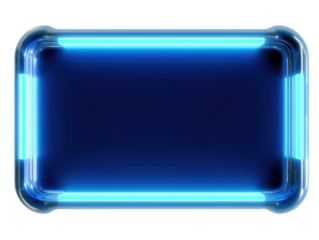 Neon blue rectangular frame with rounded corners and glowing lights