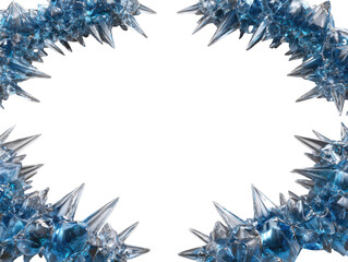 Abstract spiky blue crystal frame on black background