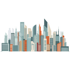 Fototapeta premium Modern Cityscape Skyline Illustration - Geometric Buildings and Architecture