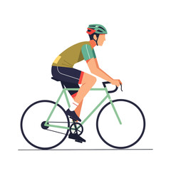 Fototapeta premium Cyclist Riding Bicycle, Sports, Fitness, Outdoor Activity, Vector Illustration