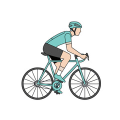 Obraz premium Cyclist Riding Bicycle, Sporty Man in Helmet, Active Lifestyle, Outdoor Recreation, Vector Art