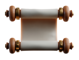 Antique wooden scroll with blank parchment