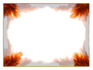 Elegant border frame with fiery feather design accents