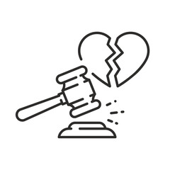law divorce icon, justice divorcement, line symbol