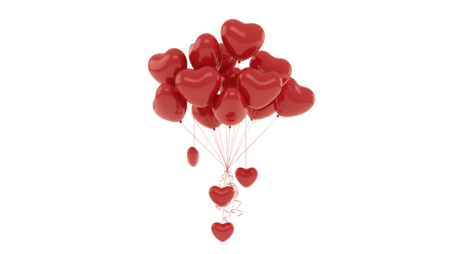 Red Heart Shaped Balloons Tied Together love romance - Powered by Adobe