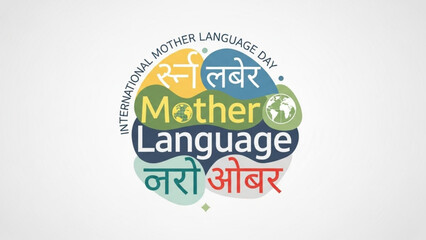 International Mother Language Day Poster with Multilingual Text and Globe