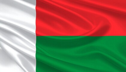 Obraz premium Madagascar National Flag with Vertical White Band and Horizontal Red and Green Stripes Representing Sovereignty and Heritage