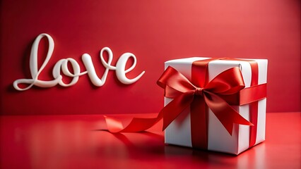 Love Gift Box with Red Ribbon