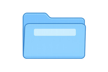 Blue digital folder icon representing data storage, file organization, business management, and secure information handling