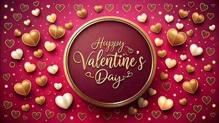 Happy Valentines Day Card with Hearts