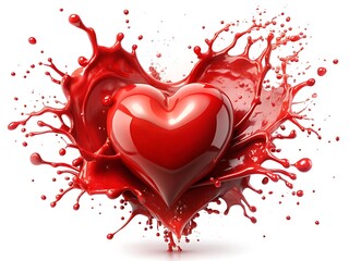 Red Heart Splashed with Liquid